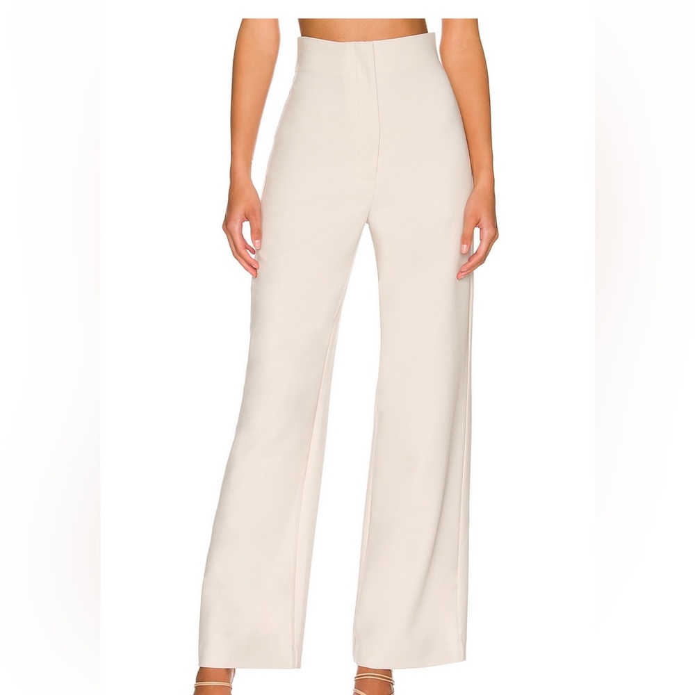 Anna High rise Elegant Cream Wide-Leg Women's Pants